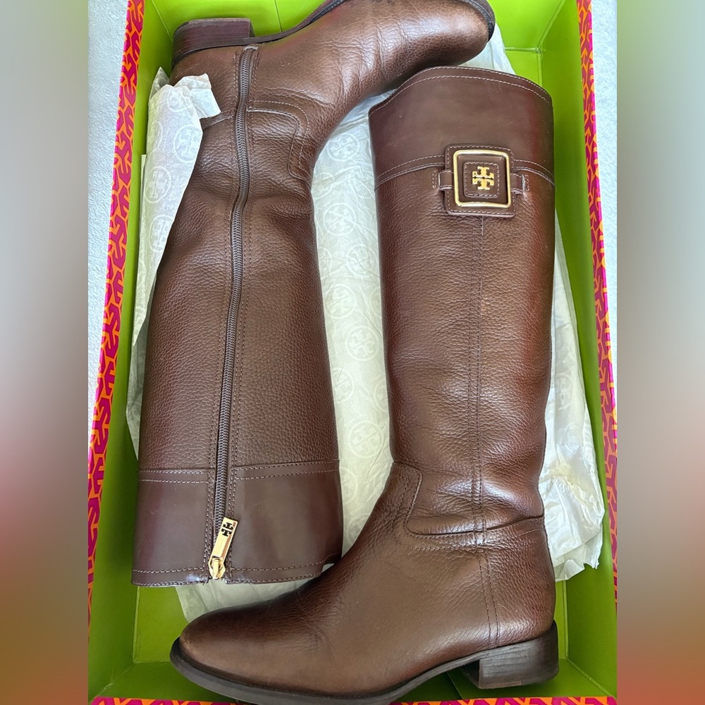 Tory Burch Chocolate Leather Knee-High Boots